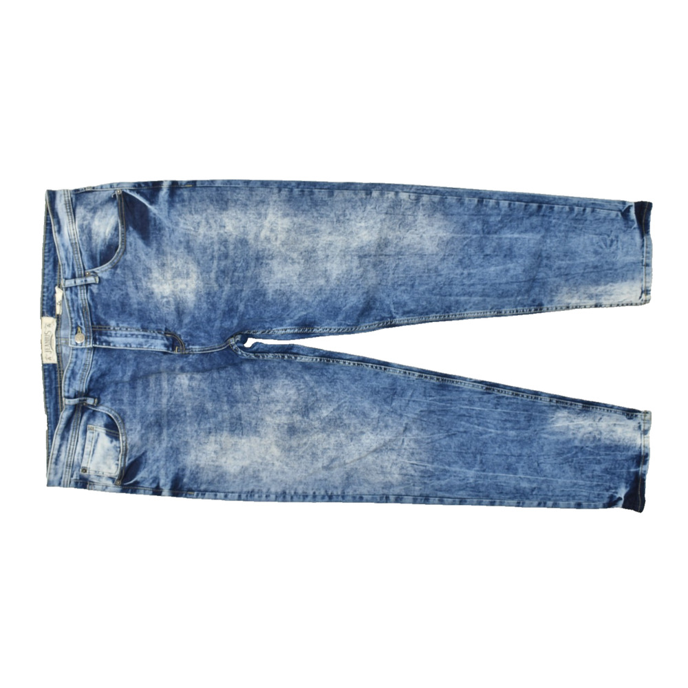 Jeanius Akademiks Men's Blue Distressed Jeans Regular Size 38x32 Straight Fit